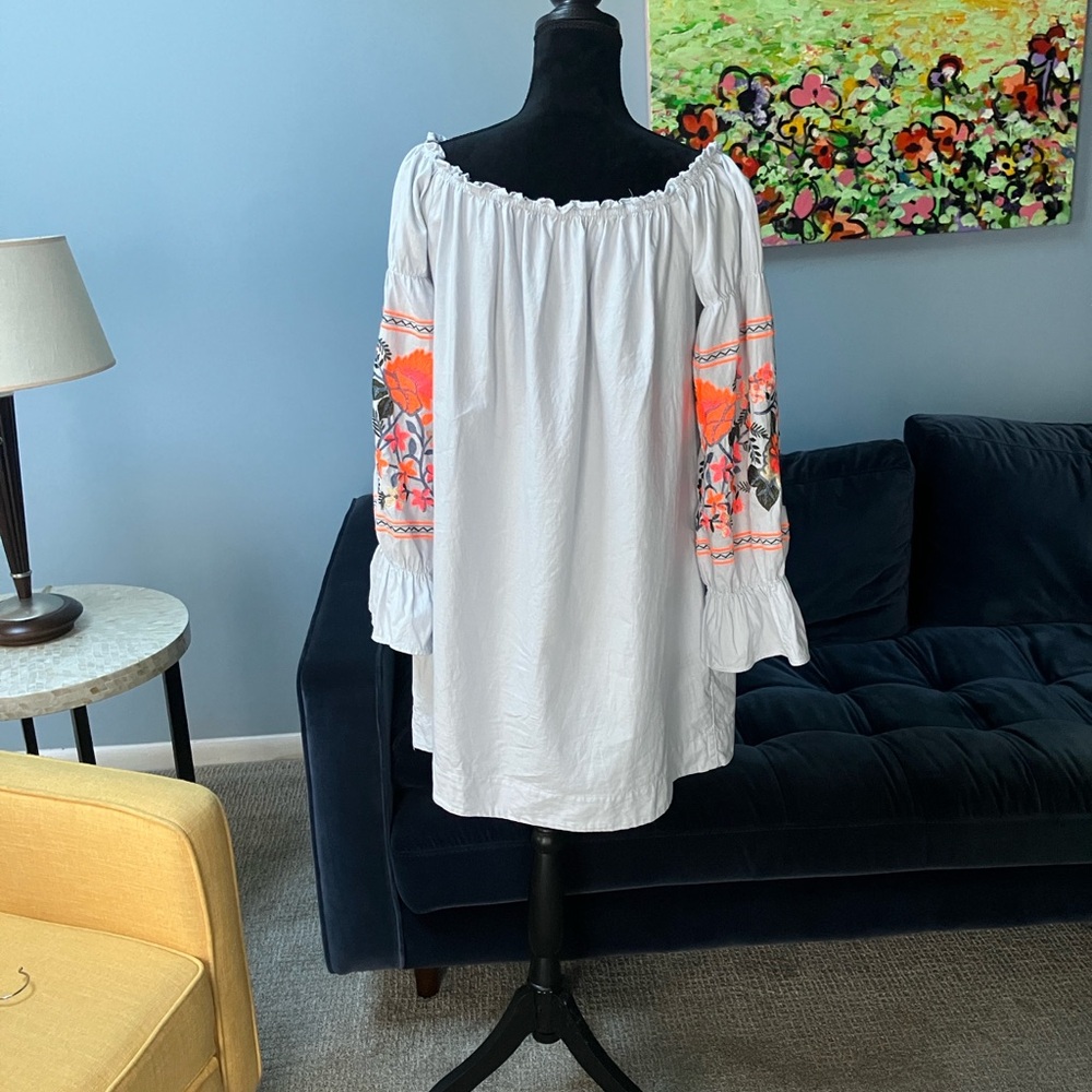 ✨ Free People Fleur Du Jour Embroidered Off-The-Shoulder Mini Dress ✨ - Picture 4 of 13